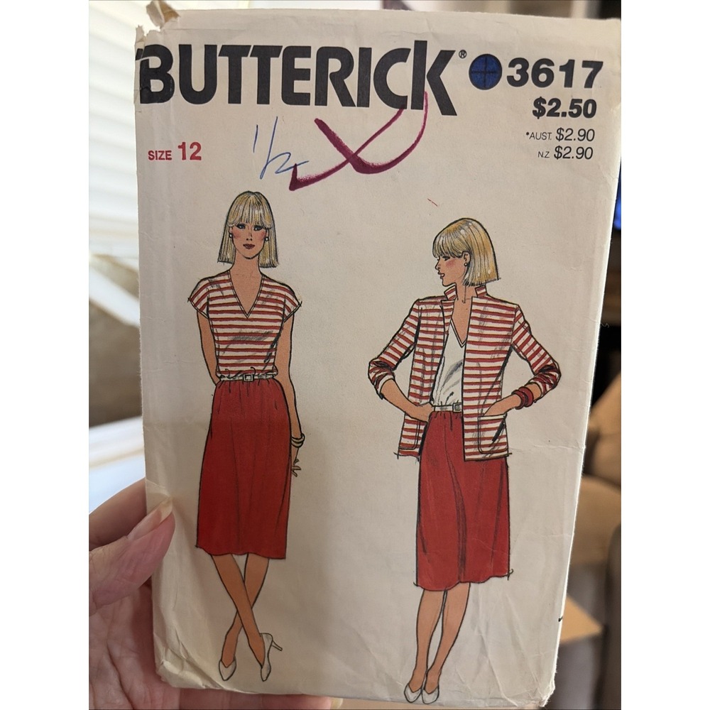 Butterick Sewing Pattern Vintage Misses Dress Jacket 3617 Size 12 Cut Complete